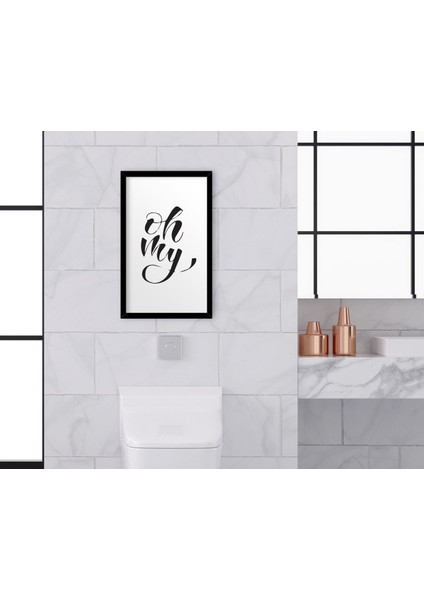 Gift Banyo Tuvalet Dekoratif Ahşap Siyah Çerçeveli Tablo-2