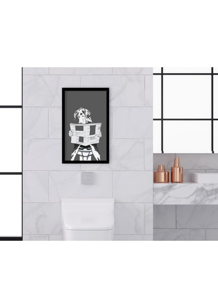 Gift Banyo Tuvalet Dekoratif Ahşap Siyah Çerçeveli Tablo-1