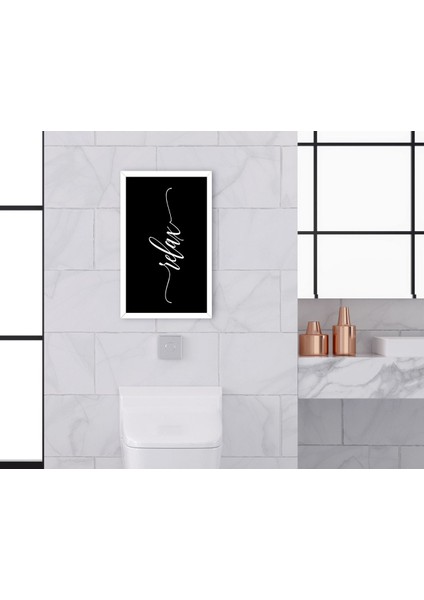 Gift Banyo Tuvalet Dekoratif Ahşap Beyaz Çerçeveli Tablo-10