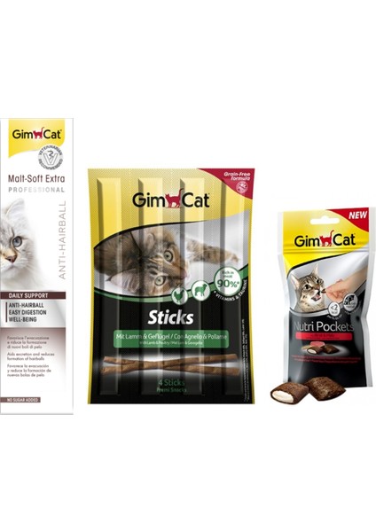 Malt Paste Kedi 100gr+STICKS Kuzu 20gr+NUTRI Biftek 60 gr