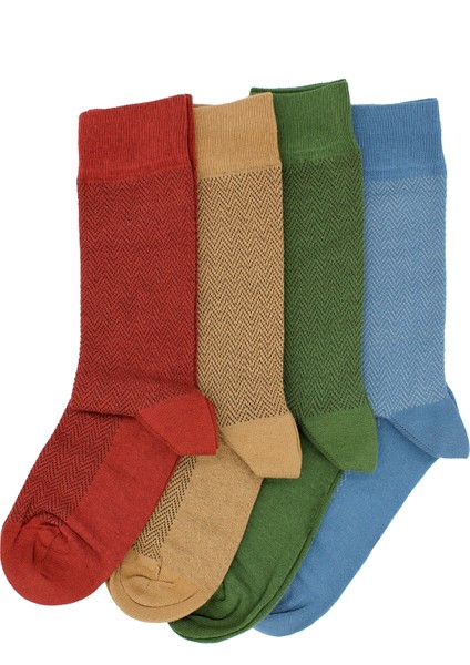 4'lü Paket Renkli Jakar Desenli Kutulu Erkek Çorap fiyatları