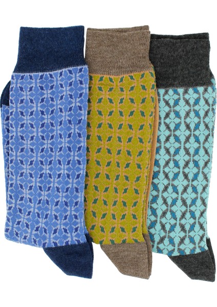 3'lü Paket Renkli Karışık Jakar Desenli Kutulu Erkek Çorap fiyatları