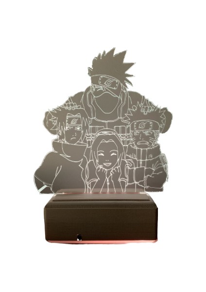Naruto Team 7 Kakashi 16 Renk Kumandalı Gece Lambası