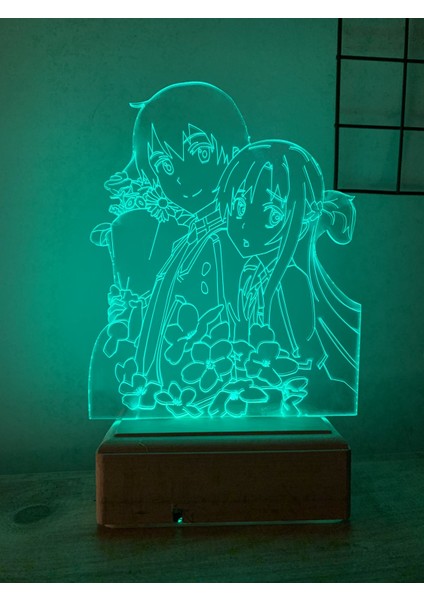 Sword Art Online Kirito And Asuna 16 Renk Gece Lambası