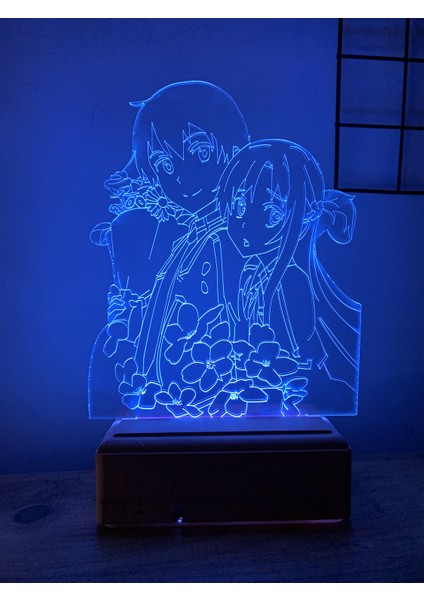 Sword Art Online Kirito And Asuna 16 Renk Gece Lambası