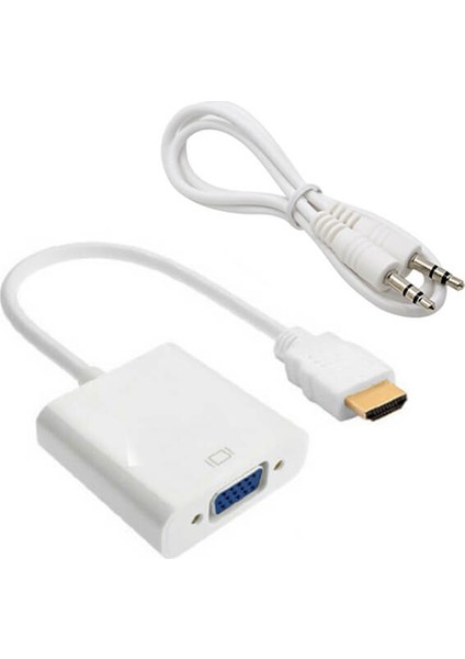 HDMI To VGA Ses Çıkışlı Kablo Çevirici Dönüştürücü Adaptör