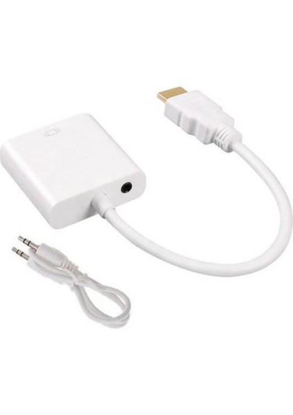 HDMI To VGA Ses Çıkışlı Kablo Çevirici Dönüştürücü Adaptör