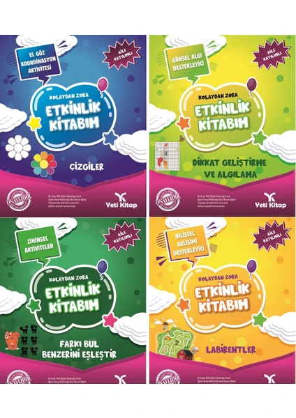 Yeti Kitap Okul Öncesi Kolaydan Zora Etkinlik Kitabım (Labirentler-Eşleştirme-Dikkat-Çizgiler)