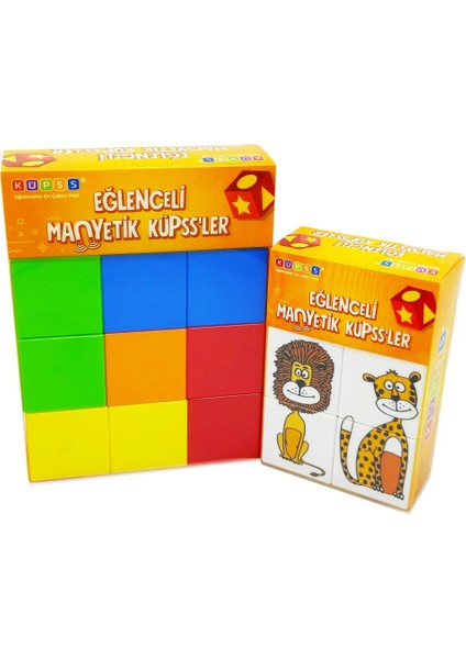 Manyetik Küp Tanışma Seti ( Klasik Renk Mıknatıslı Blok + Sevimli Hayvanlar Puzzle)