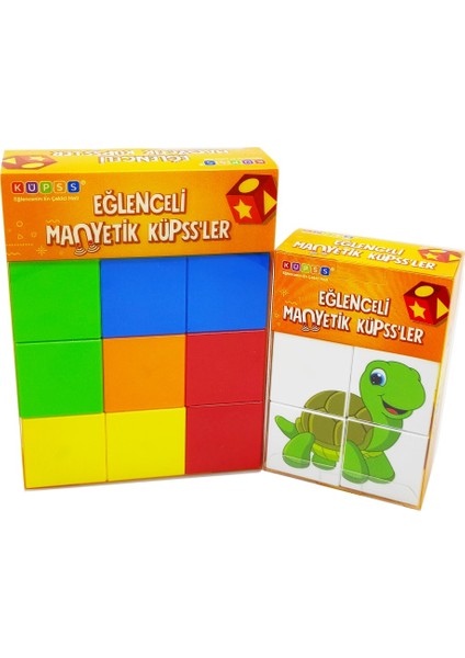 Manyetik Küp Tanışma Seti ( Klasik Renk Mıknatıslı Küp + Hayvanlar Puzzle ))