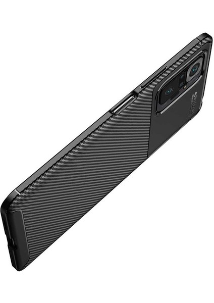 Xiaomi Redmi Note 10 Pro Kılıf Rugged Armor Darbe Emici Uzun Ömürlü Dayanıklı Parmak İzi Yapmaz Karbon Tasarım Negro Silikon Kapak