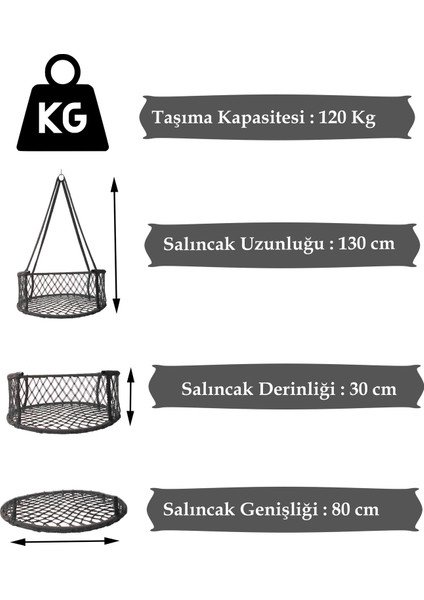 80'lik Siyah (Minderli )Davul Salıncak