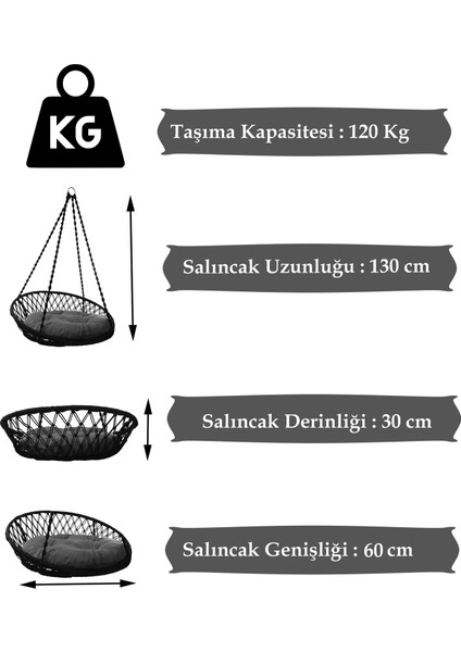 Keyif Sepeti Relaks Salıncak Siyah ( Minderli)