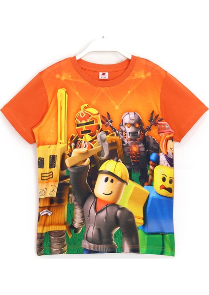 Baskılı Erkek Çocuk Kısa Kollu T-Shirt 5 - 13 Yaş Turuncu