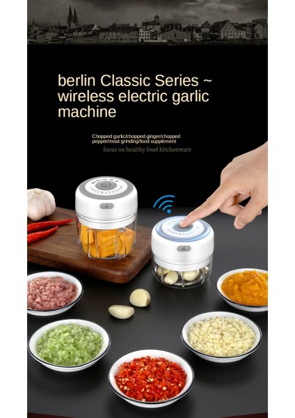 Kablosuz Sarımsak Ezici Doğrayıcı Kıyma Kırık Makinesi 250 + 100 ml Büyük Bardak ve Küçük Bardak (Yurt Dışından)