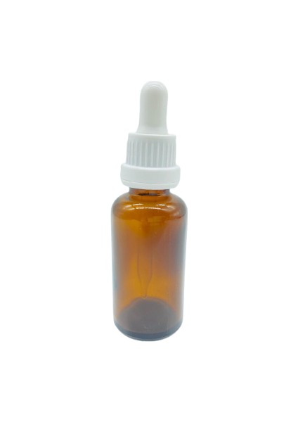 Cam Amber Şişe Ince Cam Damlalık Kırılır Kapak Beyaz 10 Adet 30 ml