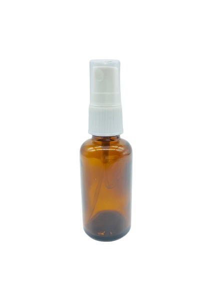 Cam Amber Şişe Sprey Başlıklı Beyaz Kapak 10 Adet 30 ml