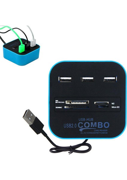 3 Port USB 2.0 Hub Çoklayıcı + USB Kart Okuyucu