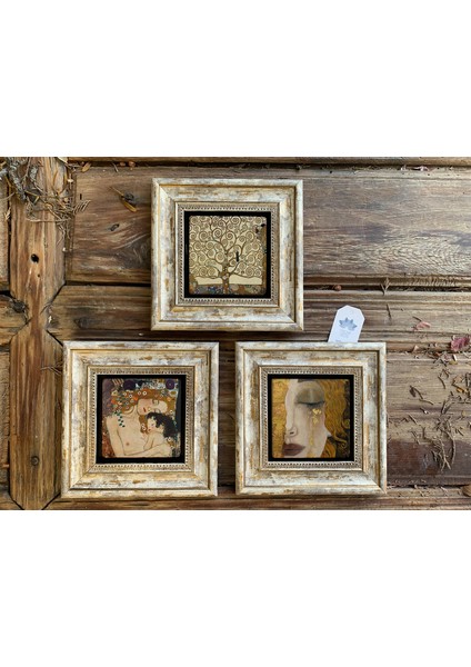 Decor Çerçeveli Taş Duvar Dekoru 20 x 20 cm 3 Lü Set Leonardo Da Vinci