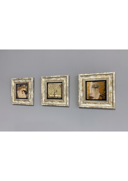 Decor Çerçeveli Taş Duvar Dekoru 20 x 20 cm 3 Lü Set Leonardo Da Vinci