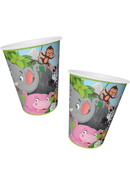 Safari Sevimli Hayvanlar, Karton Bardak - 8 Adet