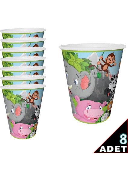 Safari Sevimli Hayvanlar, Karton Bardak - 8 Adet fiyatları