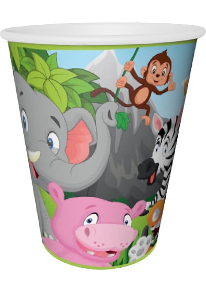 Safari Sevimli Hayvanlar, Karton Bardak - 8 Adet modelleri