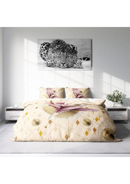 Pembe Zambak 3D Pamuk Saten Çift Kişilik Nevresim Takımı modelleri