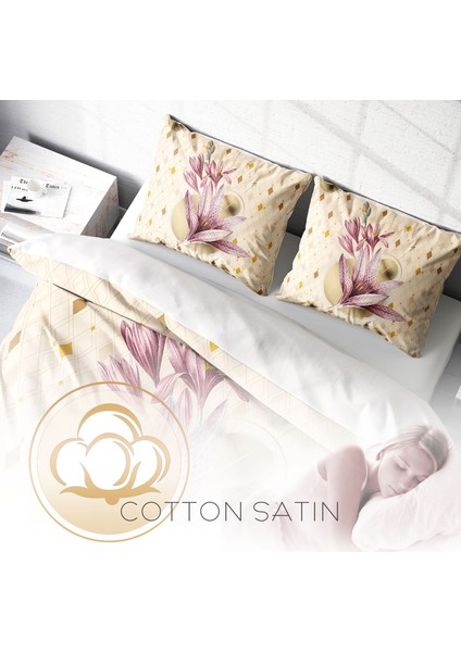 Pembe Zambak 3D Pamuk Saten Çift Kişilik Nevresim Takımı fırsatları