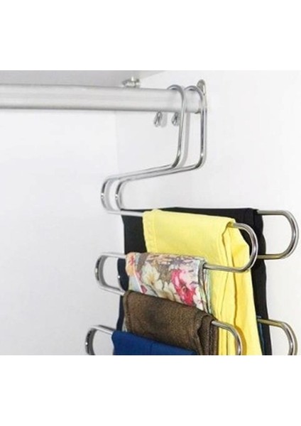 5 Katlı Metal Düzenleyici Askı Pantolon Bluz Elbise Eşarp Askısı modelleri