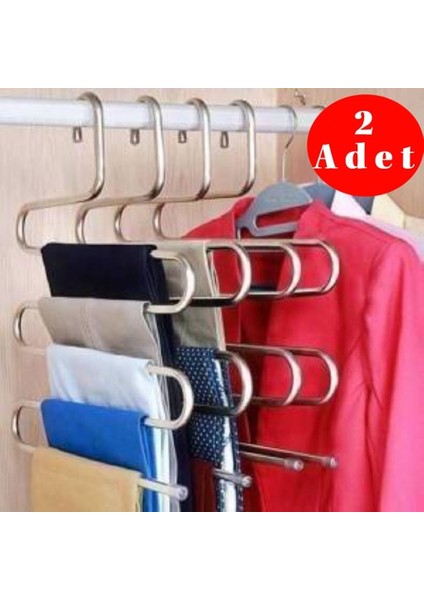 Trendy Shop 5 Katlı Metal Pantolon Ve Eşarp Askısı 2 Adet