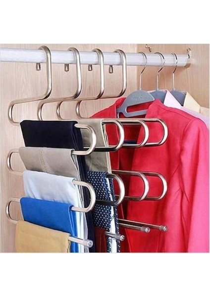 Metal Pantolon Pijama Askısı 5 Katlı Dolap Içi Düzenleyici Askı