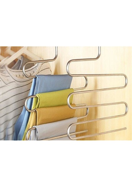 5 Katlı Çelik Pantalon Eşarp 3 Adet Havlu Organizer Askıl