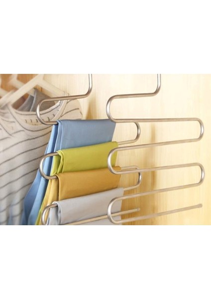 Çok Kullanışlı 5 Katlı Metal Pantolon Bluz Elbise Eşarp Askısı