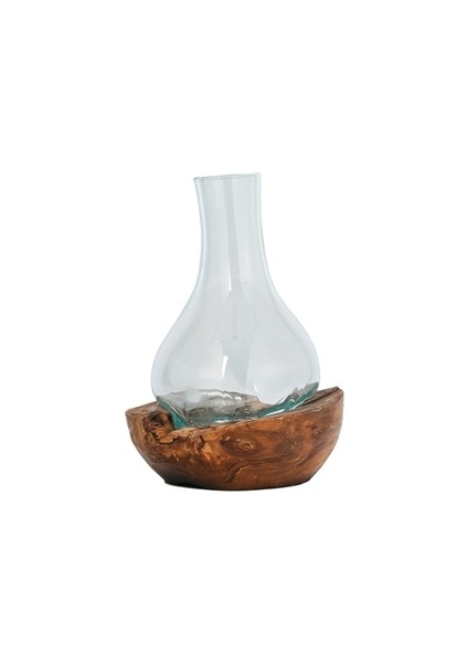Wood Çiçek Cam Vazo 20X26 cm