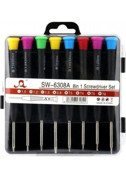 SW-6308A 8in 1 Tornavida Seti