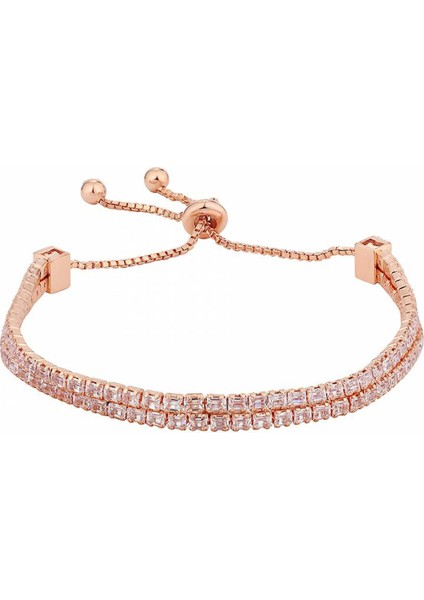 Gümüş Zirkon Taş Çift Sıra Su Yolu Pırlanta Model Bileklik