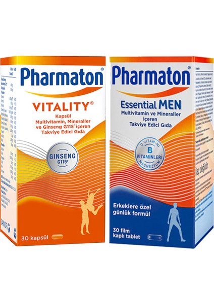 Vitality 30 Kapsül + Pharmaton Essential Men 30 Kapsül