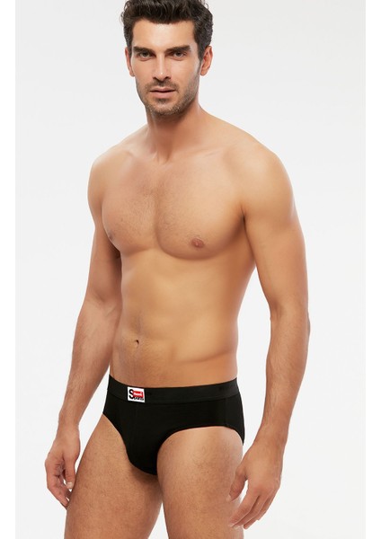 Erkek Penye Likra Ariel Spor Kesim Slip 4 Lü Siyah S-2xl