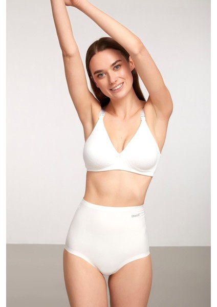 Kadın Mikro Dikişsiz Izsiz Yüksek Bel Rosalinda Külot 2 Li Beyaz 36-42