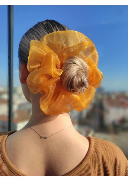 121Y - Dev Boy Oversize Organze Scrunchie Saç Lastiği