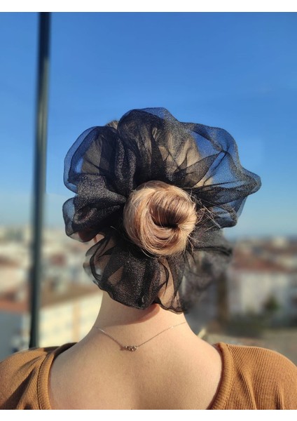 121Y - Dev Boy Oversize Organze Scrunchie Saç Lastiği