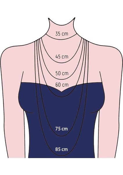55 cm Forse Beyaz Gümüş Zincir