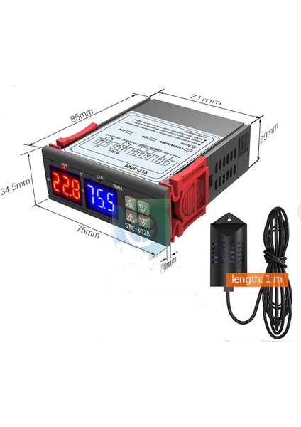 STC-3028 Isı ve Nem Termostatı Çift Ekran 220V