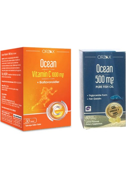 Ocean C Vitamini 30 Tablet +Saf Balık Yağı 500 Mg 60 Kapsül