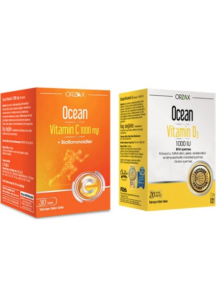 Ocean C Vitamini 30 Tablet+Vitamin D3 1000 Iu Sprey 20 ml