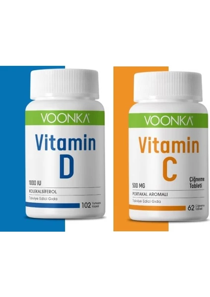 Vitamin C 62 Çiğneneblir Tablet+Vitamin D 102 Tablet-Vitamin Set