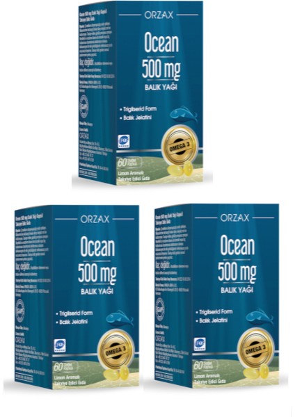 Saf Omega 3 Balık Yağı 500 Mg 60 Kapsül X3 Adet