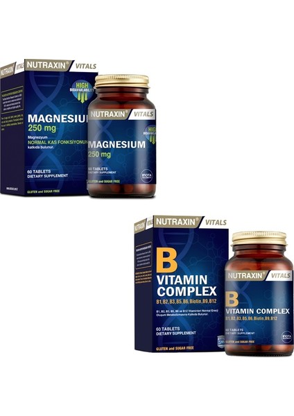 Magnezyum Takviyesi 250 Mg 60 Tablet + B Vitamin Complex 60 Tablet