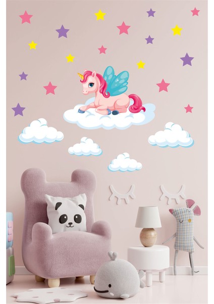 Sevimli Unicorn Çocuk Odası Duvar Sticker